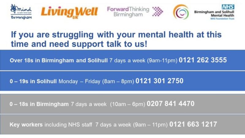 If you are struggling with your mental health, there are lots of places in Birmingham you can talk to.