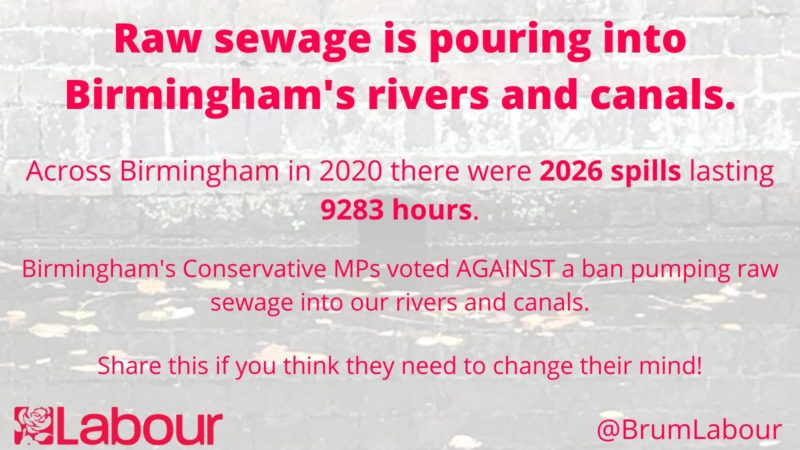 sewage in Birmingham rivers and canals
